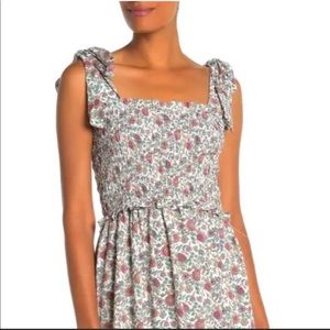 NWT Max Studio smocked bodice shoulder tie maxi dress